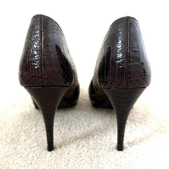 Christian Siriano Brown Faux Alligator High Heels, Stilettos, Pumps, Size 8 - Picture 4 of 7
